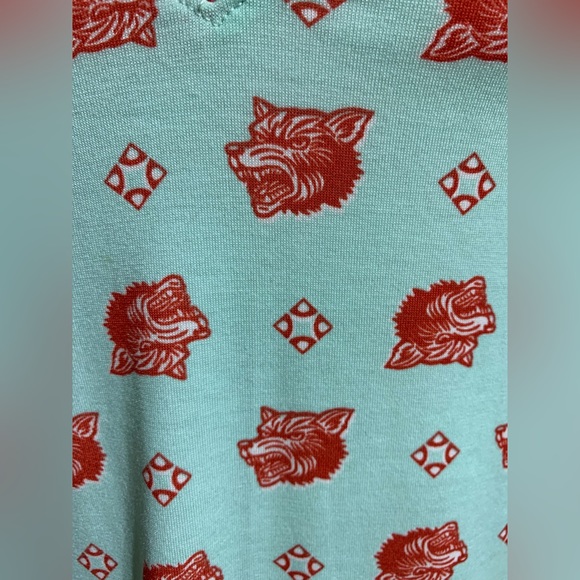 Lularoe Christy Seafoam Green Red Wolves Top - Picture 4 of 10